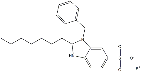 1-Benzyl-2-heptyl-2,3-dihydro-1H-benzimidazole-6-sulfonic acid potassium salt 结构式