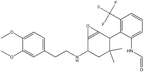 (6-((2-(3,4-Dimethoxyphenyl)ethyl)amino)-4,4-dimethyl-2-oxocyclohex-1-enyl)-N-(3-(trifluoromethyl)phenyl)formamide 结构式