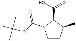 (2R,3S)-1-Boc-3-methylpyrrolidine-2-carboxylic acid 结构式