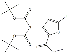 methyl 3-[bis(tert-butoxycarbonyl)amino]-5-iodothiophene-2-carboxylate 结构式