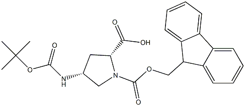 (2R,4R)-Boc-4-amino-1-Fmoc-pyrrolidine-2-carboxylic acid 结构式