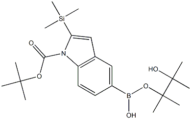 1-(tert-Butoxycarbonyl)-2-(trimethylsilyl)-1H-indol-5-ylboronic acid pinacol ester 结构式