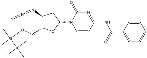 3'-Azido-N4-benzoyl-5'-O-tert-butyldimethylsilyl-2',3'-dideoxycytidine 结构式