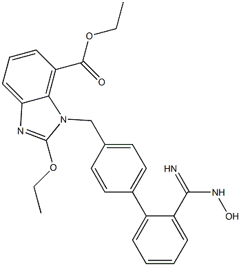2-乙氧基-1-[[2'-(羟基脒基)[1,1'-联苯基]-4-基]甲基]-1H-苯并咪唑-7-羧酸乙酯 结构式