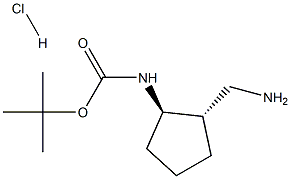 tert-butyl ((1R,2S)-2-(aminomethyl)cyclopentyl)carbamate hydrochloride 结构式