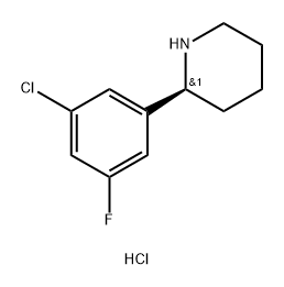 (S)-2-(3-氯-5-氟苯基)哌啶盐酸盐 结构式