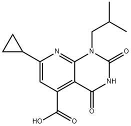 7-cyclopropyl-1-(2-methylpropyl)-2,4-dioxo-1H,2H,3H,4H-pyrido[2,3-d]pyrimidine-5-carboxylic acid 结构式