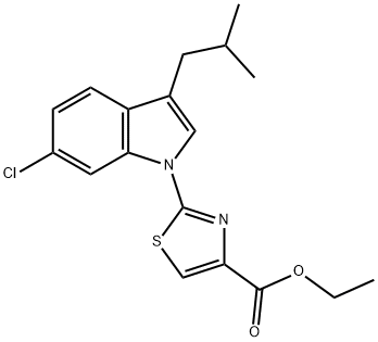 ethyl 2-[6-chloro-3-(2-methylpropyl)-1H-indol-1-yl]-1,3-thiazole-4-carboxylate 结构式