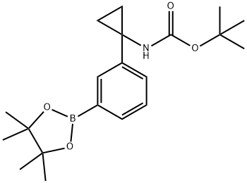 (1-(3-(4,4,5,5-四甲基-1,3,2-二氧杂硼杂环戊烷-2-基)苯基)环丙基)氨基甲酸叔丁酯 结构式