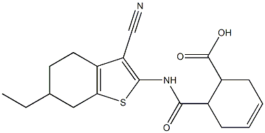 6-{[(3-cyano-6-ethyl-4,5,6,7-tetrahydro-1-benzothien-2-yl)amino]carbonyl}-3-cyclohexene-1-carboxylic acid 结构式