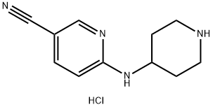 6-[(piperidin-4-yl)amino]pyridine-3-carbonitrile dihydrochloride 结构式