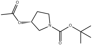 1-Pyrrolidinecarboxylic acid, 3-(acetyloxy)-, 1,1-dimethylethyl ester, (3R)- 结构式