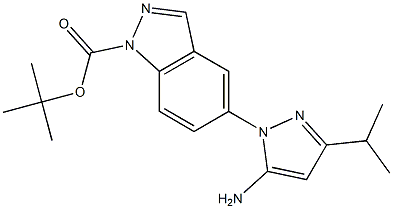 tert-butyl 5-(5-amino-3-isopropyl-1H-pyrazol-1-yl)-1H-indazole-1-carboxylate 结构式