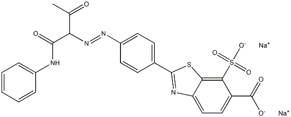 6-Benzothiazolecarboxylic acid, 2-[4-[[2-oxo-1-[(phenylamino)carbonyl]propyl]azo]phenyl]-7-sulfo-, disodium salt 结构式