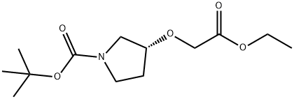 (R)-3-(2-乙氧基-2-氧代乙氧基)吡咯烷-1-羧酸叔丁酯 结构式