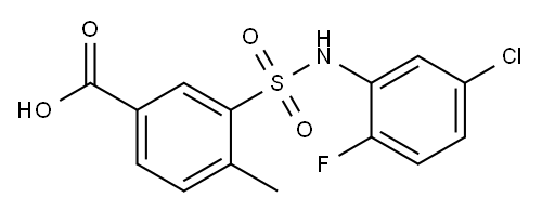 3-[(5-chloro-2-fluorophenyl)sulfamoyl]-4-methylbenzoic acid 结构式