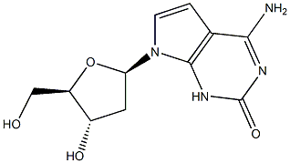 4-氨基-7-(2-脱氧-B-D-D-呋喃核糖基)-1,7-二氢-2H-吡咯并[2,3-D]嘧啶-2-酮 结构式