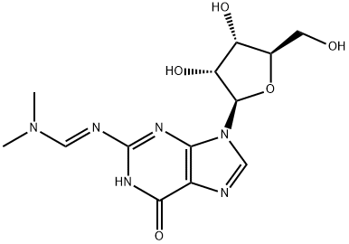 (E)-N-(9-((2R,3R,4S,5R)-3,4-dihydroxy-5-(hydroxymethyl)tetrahydrofuran-2-yl)-6-oxo-6,9-dihydro-1H-purin-2-yl)-N,N-dimethylformimidamide* 结构式