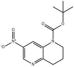 TERT-BUTYL 7-NITRO-3,4-DIHYDRO-1,5-NAPHTHYRIDINE-1(2H)-CARBOXYLATE 结构式