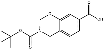 4-(((叔丁氧基羰基)氨基)甲基)-3-甲氧基苯甲酸 结构式