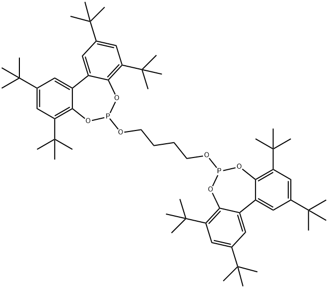 1,4-bis((2,4,8,10-tetra-tert-butyldibenzo[d,f][1,3,2]dioxaphosphepin-6-yl)oxy)butane 结构式