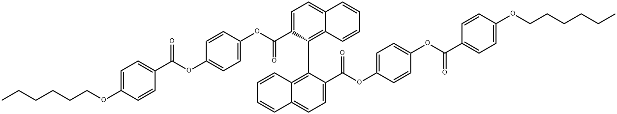 BENZOIC ACID, 4-(HEXYLOXY)-, [1,1'-BINAPHTHALENE]-2,2'-DIYLBIS(OXYCARBONYL-4,1-PHENYLENE) ESTER, (R) 结构式