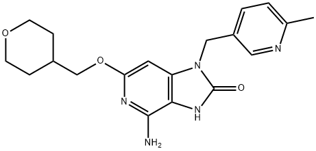 4-Amino-1,3-dihydro-1-[(6-methyl-3-pyridinyl) methyl]-6-[(tetrahydro-2H-pyran-4-yl)methoxy]-2H-imidazo[4,5-c]-pyridin-2-one 结构式