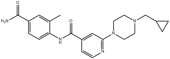 N-(4-carbamoyl-2-methylphenyl)-2-(4-(cyclopropylmethyl)piperazin-1-yl)isonicotinamide 结构式