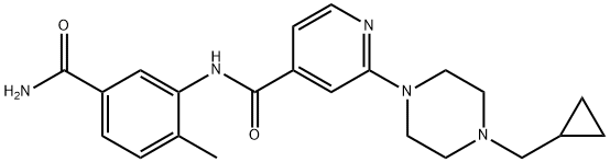 N-(5-carbamoyl-2-methylphenyl)-6-(4-(cyclopropylmethyl)piperazin-1-yl)nicotinamide 结构式