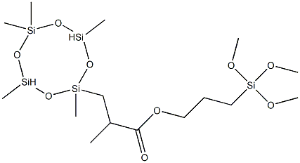 3-(trimethoxysilyl)propyl 2-methyl-3-(2,4,6,6,8-pentamethyl-1,3,5,7,2,4,6,8-tetraoxatetrasilocan-2-yl)propanoate 结构式