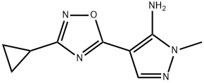 4-(3-cyclopropyl-1,2,4-oxadiazol-5-yl)-1-methyl-1H-pyrazol-5-amine 结构式