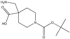 4-(氨基甲基)-1-(叔丁氧羰基)哌啶-4-羧酸 结构式