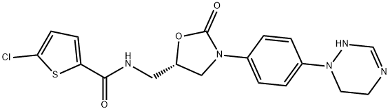 2-Thiophenecarboxamide, 5-chloro-N-[[(5S)-3-[4-(5,6-dihydro-1,2,4-triazin-1(2H)-yl)phenyl]-2-oxo-5-oxazolidinyl]methyl]- 结构式