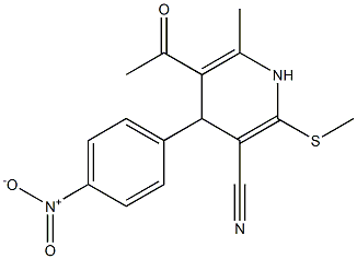 5-acetyl-4-{4-nitrophenyl}-6-methyl-2-(methylsulfanyl)-1,4-dihydropyridine-3-carbonitrile 结构式