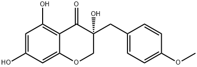 4H-1-Benzopyran-4-one, 2,3-dihydro-3,5,7-trihydroxy-3-[(4-methoxyphenyl)methyl]-, (R)- 结构式