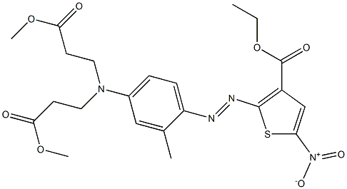 3-Thiophenecarboxylic acid, 2-[2-[4-[bis(3-methoxy-3-oxopropyl)amino]-2-methylphenyl]diazenyl]-5-nitro-, ethyl ester 结构式