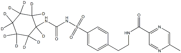 5-methyl-N-[2-[4-[(1,2,2,3,3,4,4,5,5,6,6-undecadeuteriocyclohexyl)carbamoylsulfamoyl]phenyl]ethyl]pyrazine-2-carboxamide 结构式