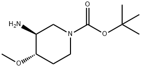 叔-丁基 (3S,4S)-3-氨基-4-甲氧基哌啶-1-甲酸基酯 结构式