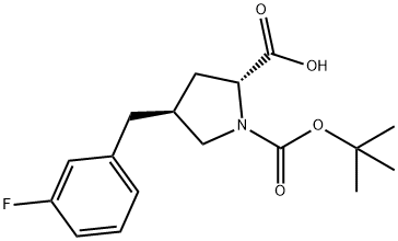 (2R,4S)-4-[(3-fluorophenyl)methyl]-1-[(2-methylpropan-2-yl)oxycarbonyl]pyrrolidine-2-carboxylic acid 结构式