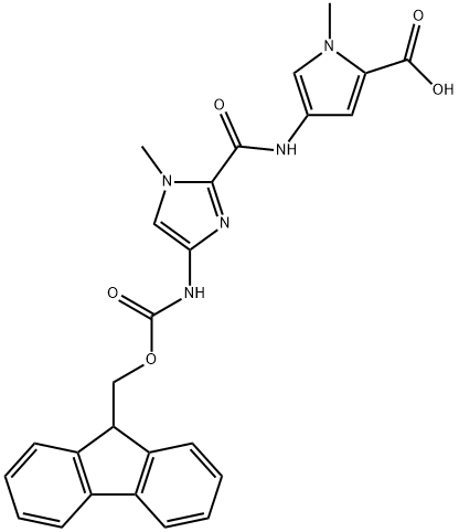 4-[[[4-[(9-fluorenylmethoxycarbonyl)amino]-1-methylimidazol-2-yl]carbonyl]amino]-1-methylpyrrole-2-carboxylic acid 结构式