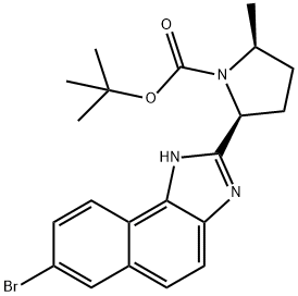 (2S,5S)叔丁基-2-(7-溴-1-萘{1,2-D}咪唑-2-基)-5-甲基吡咯烷-1-羧酸盐 结构式