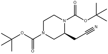 (S)-2-(氰基甲基)哌嗪-1,4-二羧酸二叔丁酯 结构式