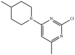 2-Chloro-4-(4-methylpiperidin-1-yl)-6-methylpyrimidine 结构式