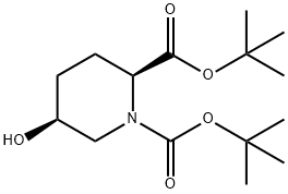 二叔丁基(2S,5S)-5-羟基哌啶-1,2- 二羧酸盐 结构式