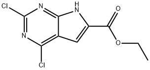 Ethyl 2,4-dichloro-7H-pyrrolo[2,3-d]pyrimidine-6-carboxylate 结构式