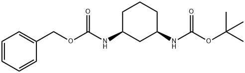 苄基((1R,3S)-环己烷-1,3-二基)二氨基甲酸叔丁酯(左旋) 结构式