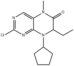 2-chloro-8-cyclopentyl-7-ethyl-5-methyl-7,8-dihydropteridin-6(5H)-one 结构式