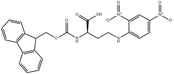 (R)-2-((((((9H-芴-9-基)甲氧基)羰基)氨基)-4-((2,4-二硝基苯基)氨基)丁酸 结构式