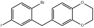 6-(2-Bromo-5-iodobenzyl)-2,3-dihydrobenzo[b][1,4]dioxine 结构式