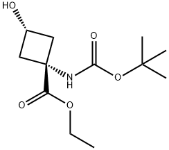 ethyl (1r,3r)-1-{[(tert-butoxy)carbonyl]amino}-3-hydroxycyclobutane-1-carboxylate 结构式